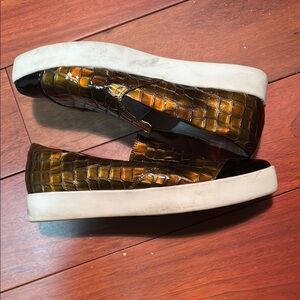 Croc-Embossed Slip-On Athletic Shoes - Bronze